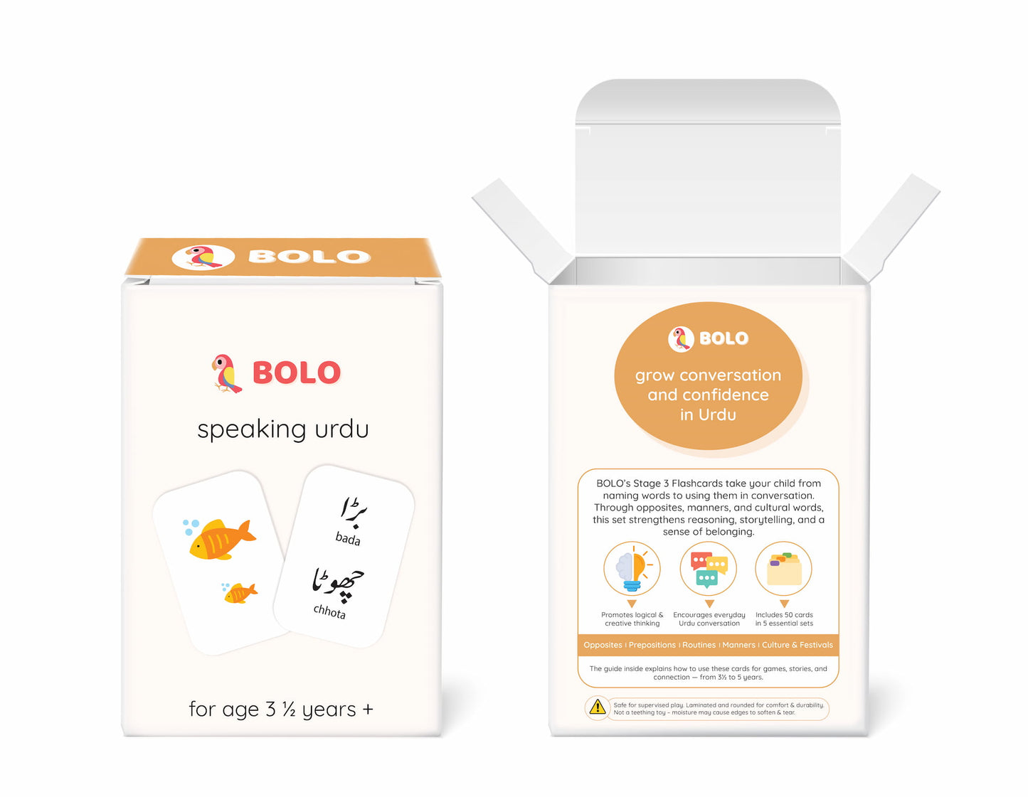 Bolo Early Learning Stage 3 Speaking Urdu flash cards box for kids ages 3.5 to 9 years
